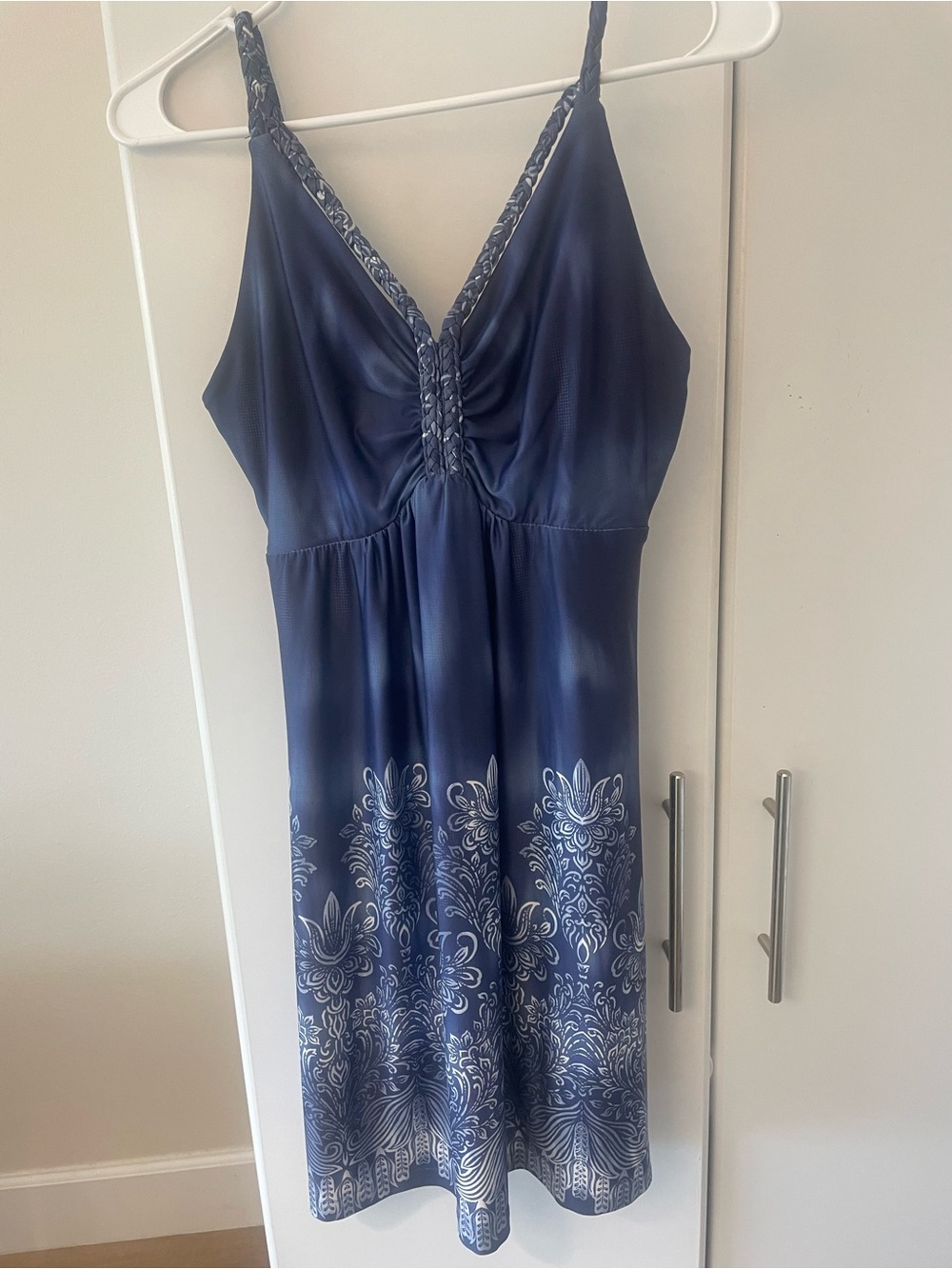 VENUS Navy Blue Floral-Trim Dress